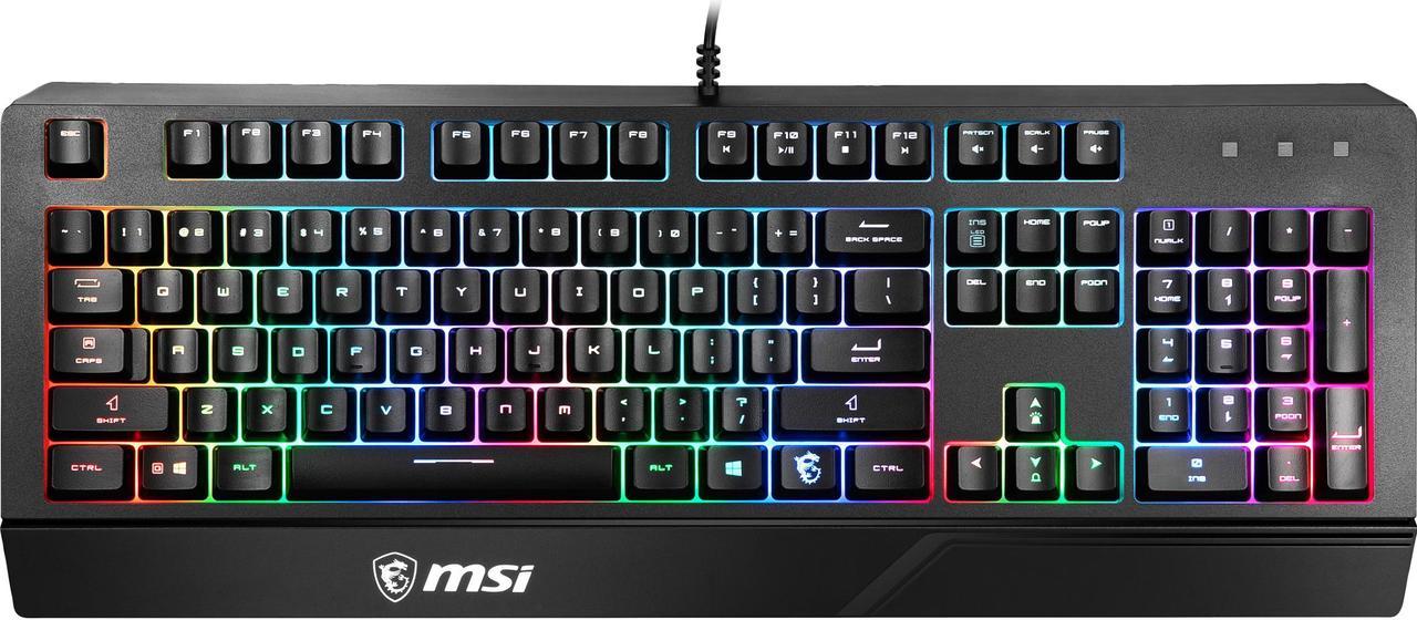 MSI Vigor GK20 US Gaming Backlit RGB Dedicated Hotkeys Anti-Ghosting Water Resistant Gaming Keyboard