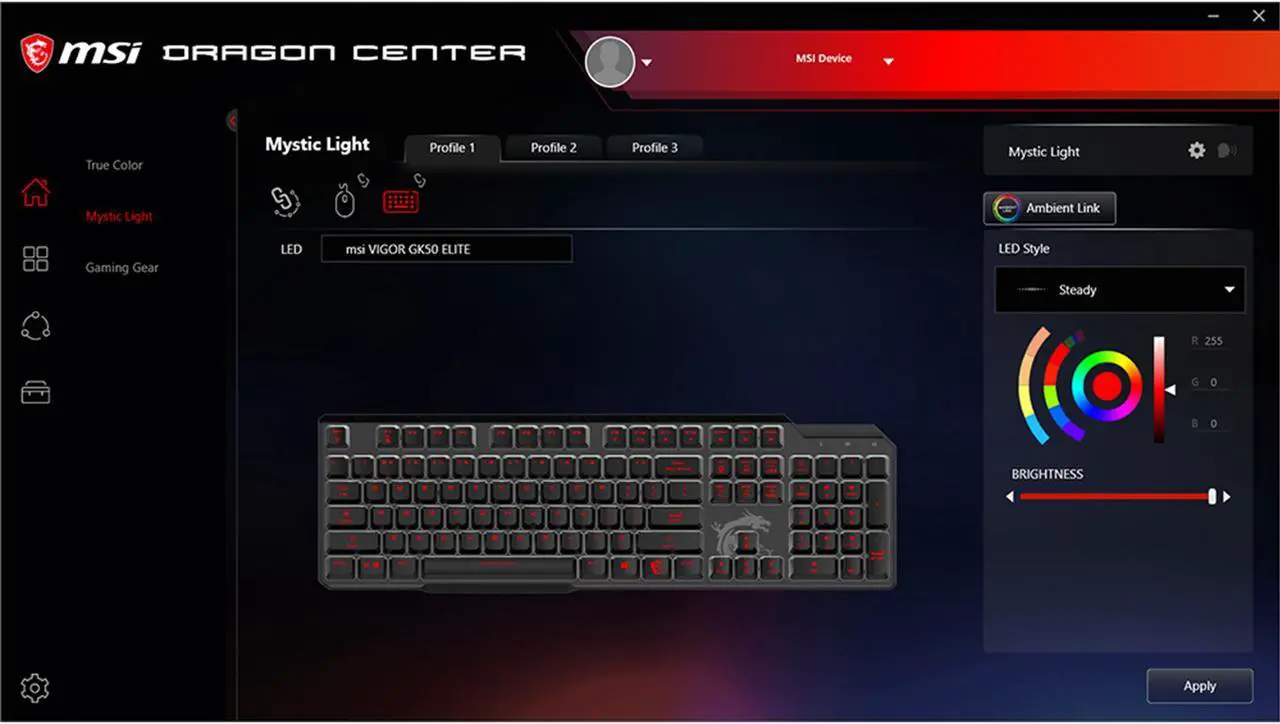 Alt view image 8 of 8 - MSI VIGOR GK50 ELITE BOX WHITE Gaming Keyboard