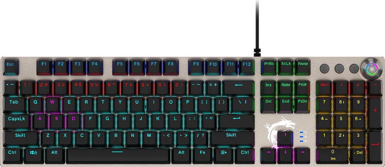 MSI Forge GK310 RED US - Hot Swappable Mechanical Keyboard, RED SWITCHES, RGB, Ergonomic, Anti-GHOSTING, Angle-Adjustable