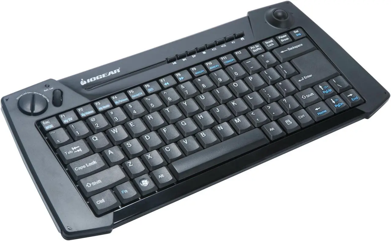 Main image of IOGEAR GKM561R Black 2.4GHz Wireless HTPC Multimedia Keyboard with Laser Trackball and Scroll Wheel