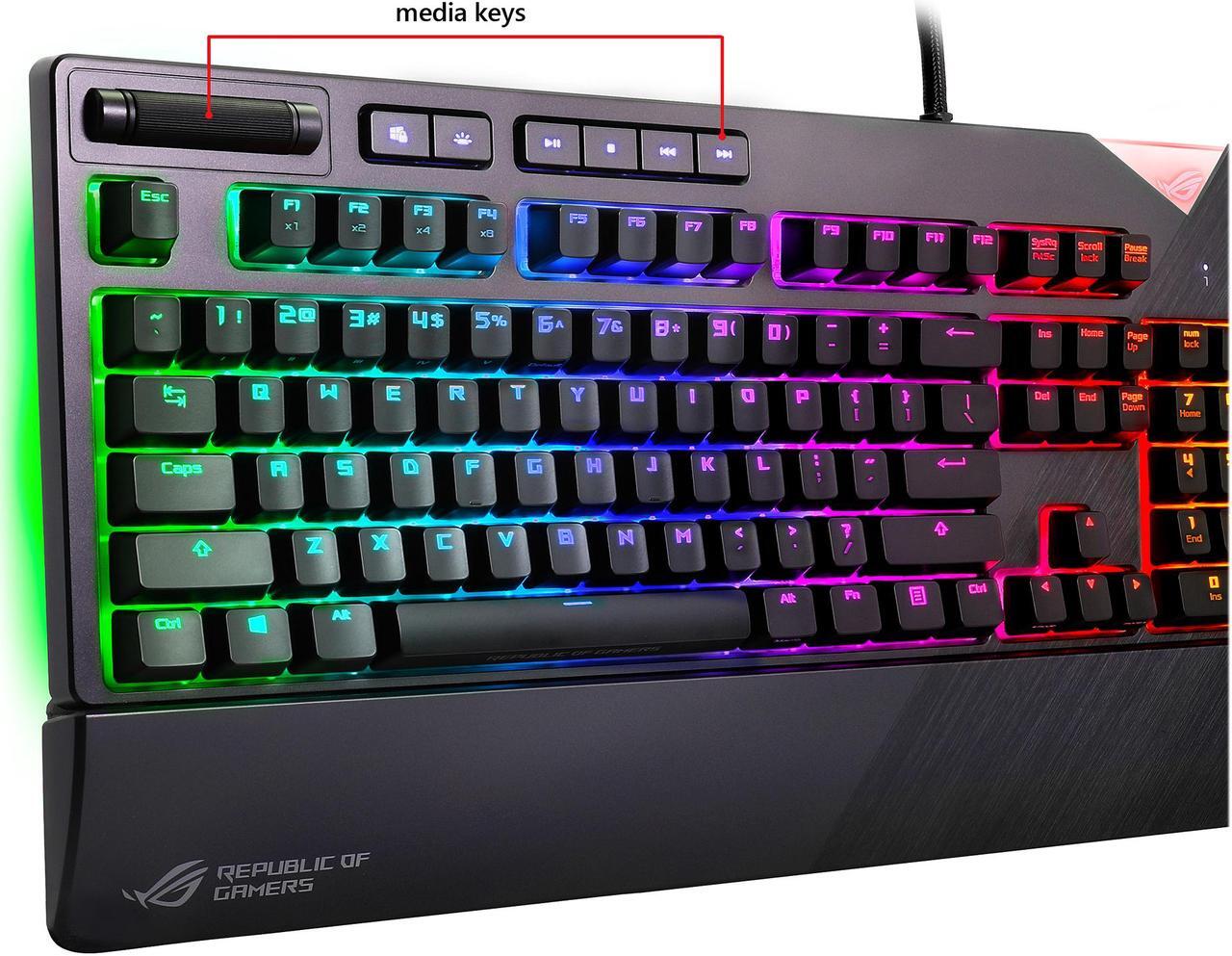 Alt view image 5 of 10 - ASUS ROG Strix Flare Call of Duty: Black Ops 4 Edition Mechanical Gaming Keyboard with Cherry MX Speed Silver Switches, Aura Sync RGB Lighting, Customizable Badge, USB Pass-Through and Media Controls