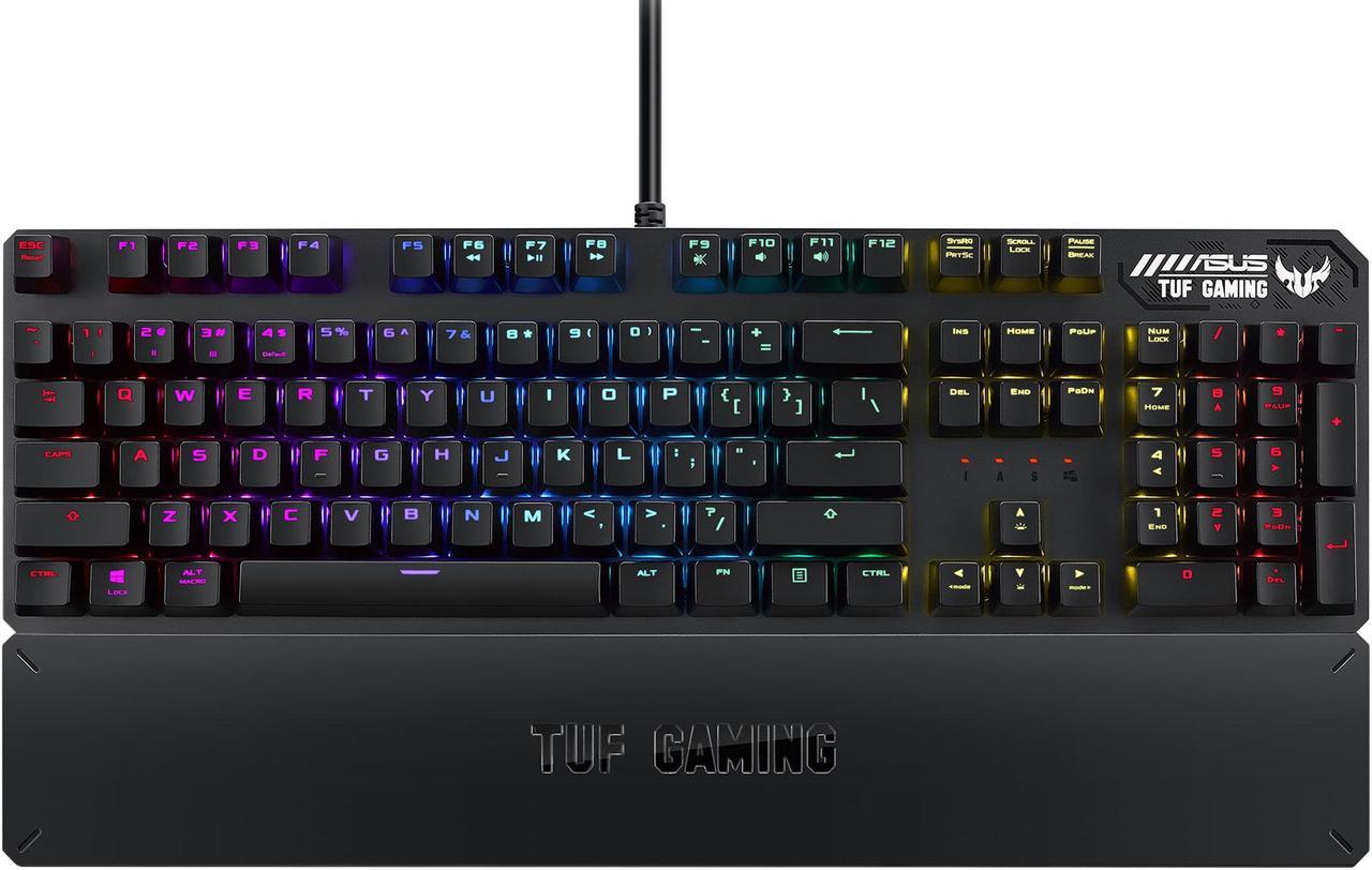 ASUS TUF Mechanical PC Gaming Keyboard for PC - TUF K3 | Programmable Onboard Memory | Dedicated Media Controls, Aura Sync RGB Lighting | Detachable Magnetic Wrist Rest | Highly Durable | Black