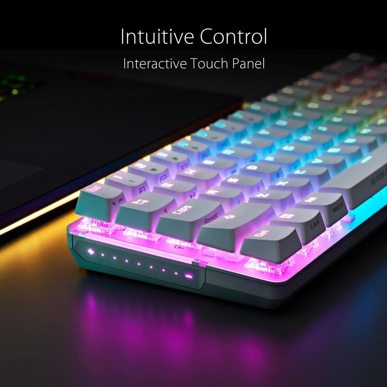 Alt view image 5 of 7 - ASUS ROG Falchion Ace 65% RGB Compact Gaming Mechanical Keyboard, Lubed ROG NX Red Switches & Switch Stabilizers, Sound-Dampening Foam, PBT Keycaps, Wired with KVM, Three Angles, Cover Case-Black
