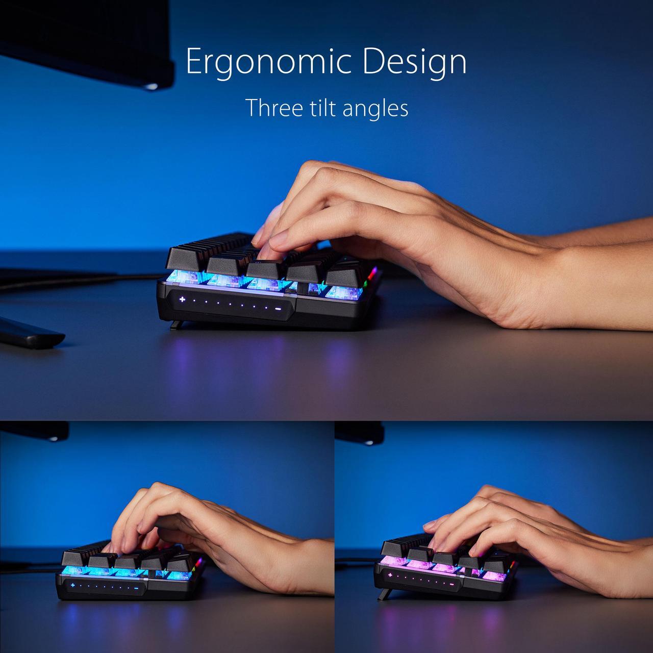 Alt view image 7 of 7 - ASUS ROG Falchion Ace 65% RGB Compact Gaming Mechanical Keyboard, Lubed ROG NX Red Switches & Switch Stabilizers, Sound-Dampening Foam, PBT Keycaps, Wired with KVM, Three Angles, Cover Case-Black