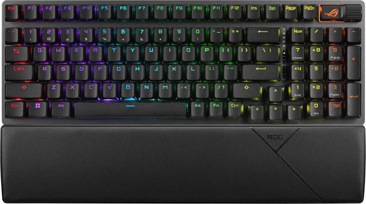Main image of ASUS ROG Strix Scope II 96 Wireless Gaming Keyboard, Tri-Mode Connection, Dampening Foam & Switch-Dampening Pads, Hot-Swappable Pre-lubed ROG NX Storm Switches, PBT Keycaps, RGB-Black