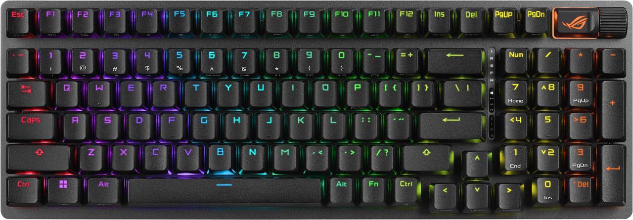 Alt view image 4 of 10 - ASUS ROG Strix Scope II 96 Wireless Gaming Keyboard, Tri-Mode Connection, Dampening Foam & Switch-Dampening Pads, Hot-Swappable Pre-lubed ROG NX Storm Switches, PBT Keycaps, RGB-Black