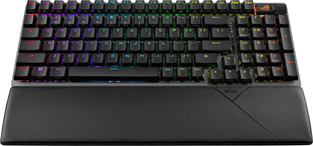Alt view image 5 of 10 - ASUS ROG Strix Scope II 96 Wireless Gaming Keyboard, Tri-Mode Connection, Dampening Foam & Switch-Dampening Pads, Hot-Swappable Pre-lubed ROG NX Storm Switches, PBT Keycaps, RGB-Black