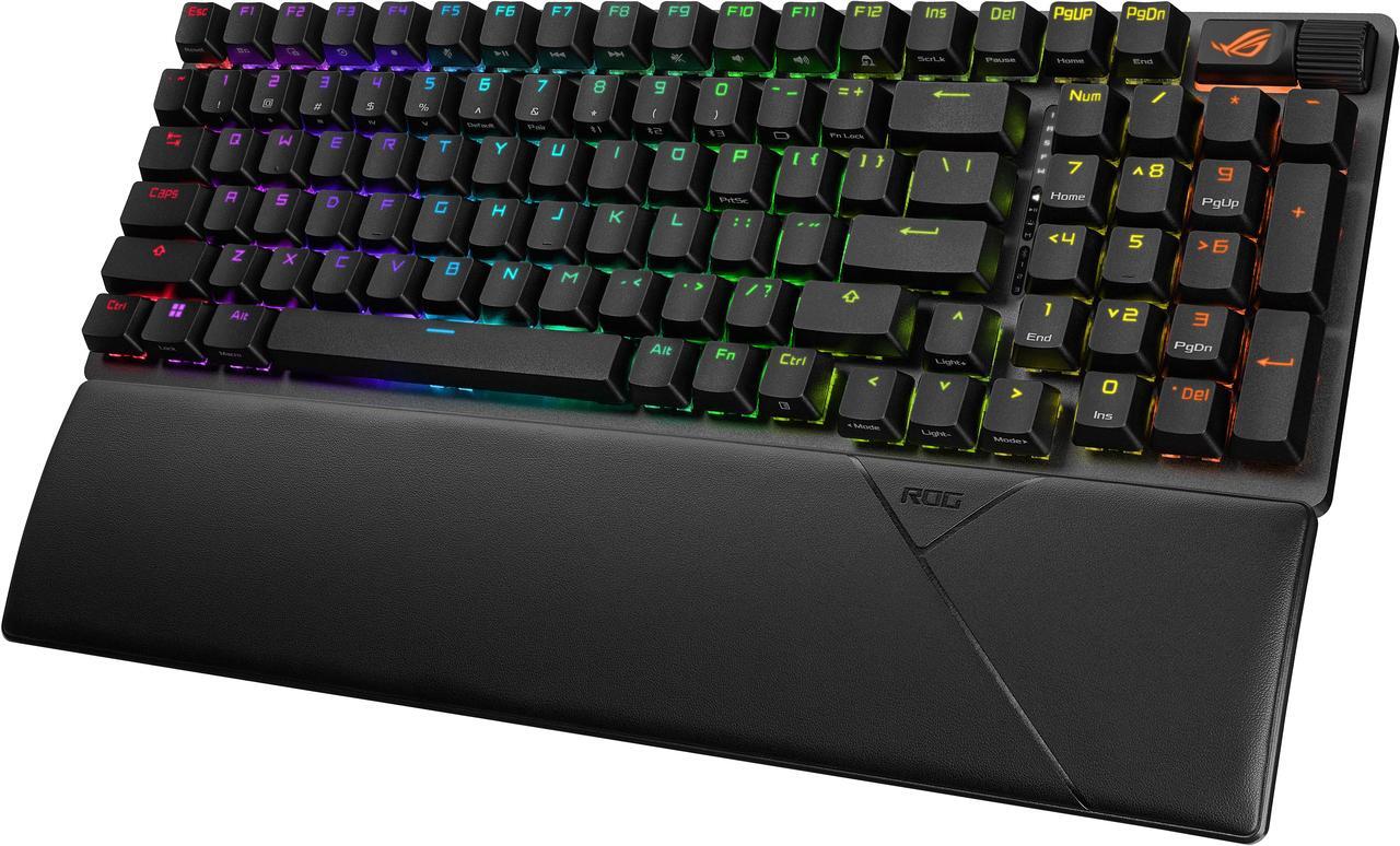Alt view image 6 of 10 - ASUS ROG Strix Scope II 96 Wireless Gaming Keyboard, Tri-Mode Connection, Dampening Foam & Switch-Dampening Pads, Hot-Swappable Pre-lubed ROG NX Storm Switches, PBT Keycaps, RGB-Black