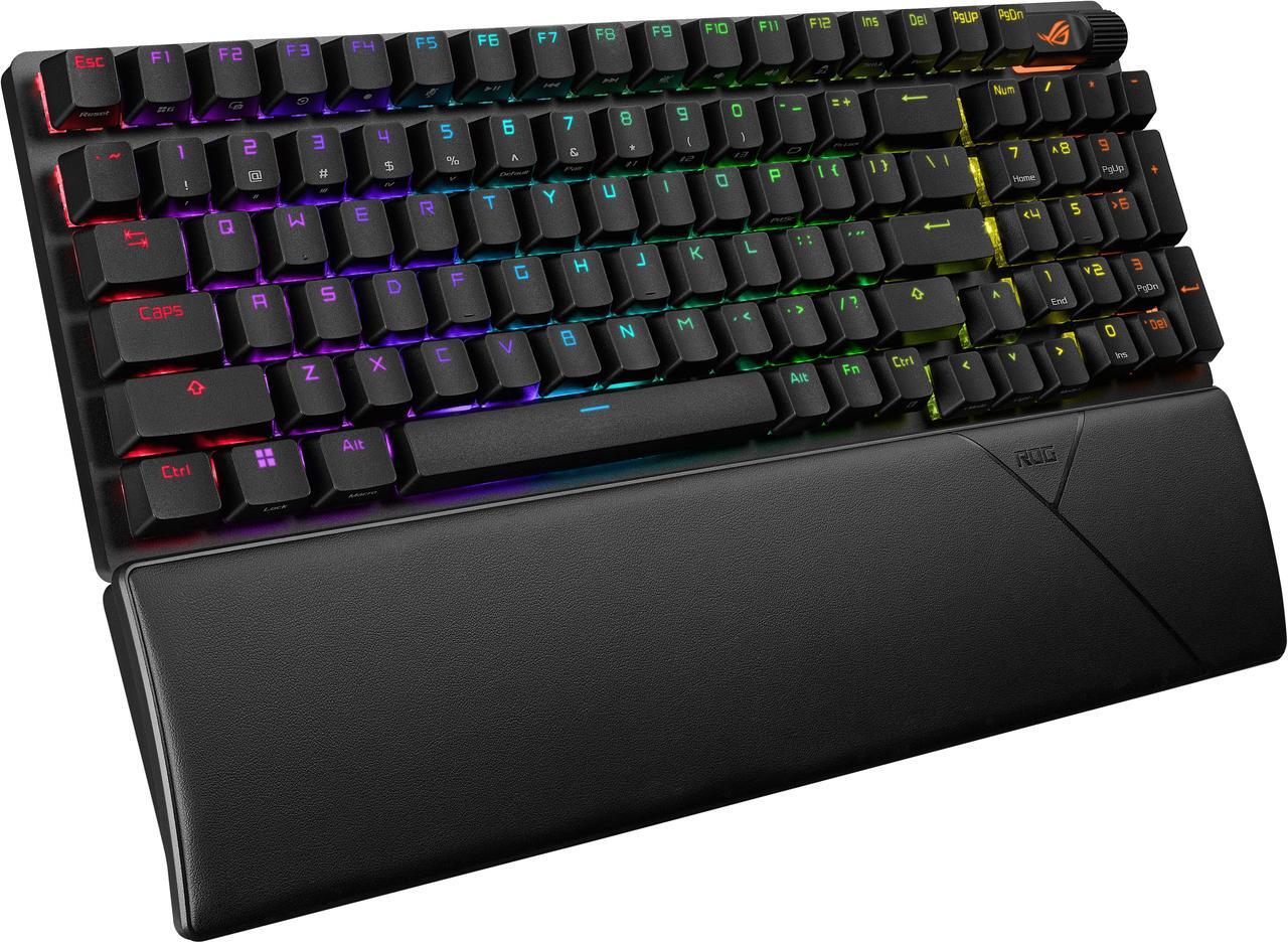 Alt view image 9 of 10 - ASUS ROG Strix Scope II 96 Wireless Gaming Keyboard, Tri-Mode Connection, Dampening Foam & Switch-Dampening Pads, Hot-Swappable Pre-lubed ROG NX Storm Switches, PBT Keycaps, RGB-Black