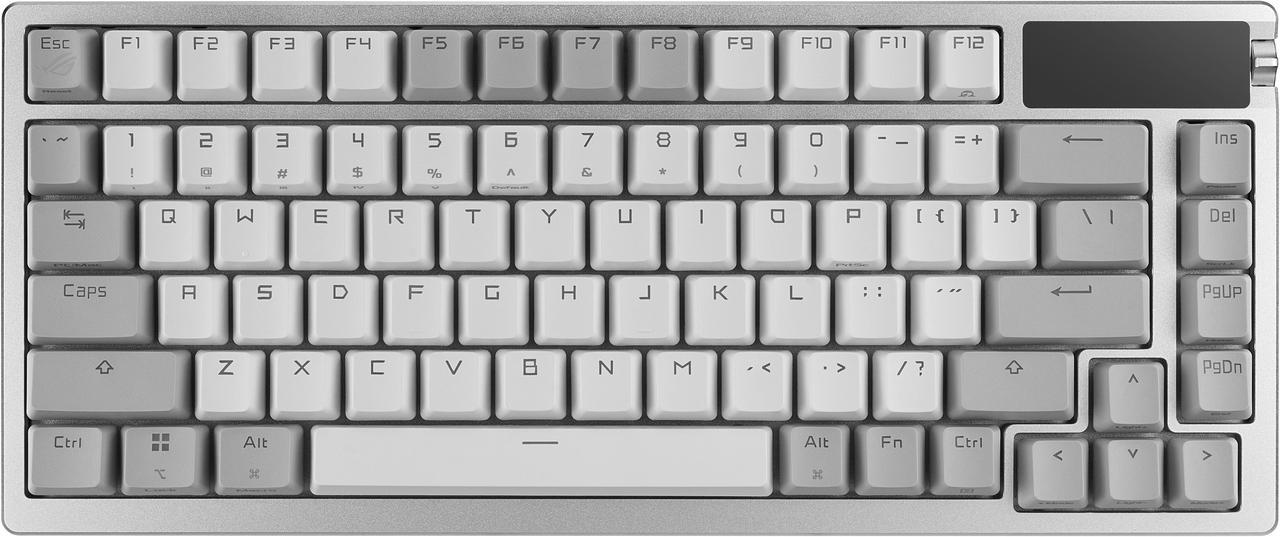 Alt view image 2 of 9 - ASUS ROG Azoth 75 Wireless DIY Custom Gaming Keyboard, OLED display, Gasket-Mount, Three-Layer Dampening, Hot-Swappable Pre-lubed ROG NX Brown Switches & Keyboard Stabilizers, PBT Keycaps, RGB - White