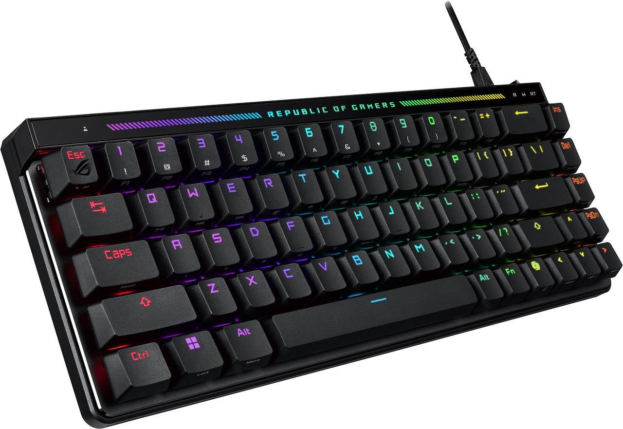Alt view image 7 of 11 - ASUS ROG Falchion Ace HFX 65% compact gaming keyboard - ROG HFX magnetic switches, 8000Hz polling rate, three-layer dampening foam, silicone gasket mount, interactive touch panel, dual USB-C® ports