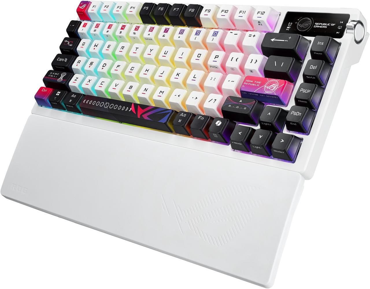 Alt view image 8 of 10 - ROG Azoth X 75% custom gaming keyboard - hot-swappable ROG NX V2 Mechanical Switches, dye-sublimated semi-translucent keycaps, OLED display, three-way control knob