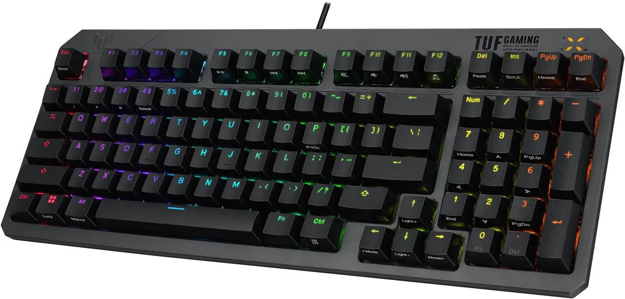 Alt view image 2 of 8 - ASUS TUF Gaming K3 Gen II keyboard - compact 97-key layout, optical-mechanical RGB switches, detachable top plate, and Aura Sync