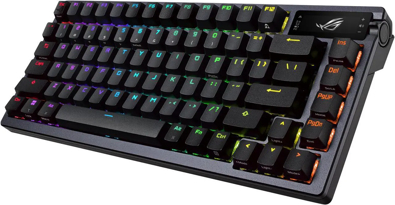 Alt view image 7 of 8 - ASUS ROG Azoth 75 Wireless DIY Custom Gaming Keyboard - OLED display, Hot-Swappable Pre-lubed ROG NX Storm Switches & Keyboard Stabilizers, PBT Keycaps, RGB