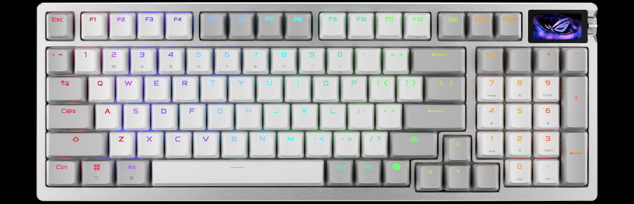 Open Box: ASUS ROG Azoth 96 HE Wireless Hall Effect Gaming Keyboard 96% Full-Size, Tri-Mode, Hot Swappable Magnetic Switch, Rapid Trigger, Speed Tap, 8K Hz Polling, Color OLED Screen, PBT Keycaps, White - Newegg.com - Open Box condition - Image 24