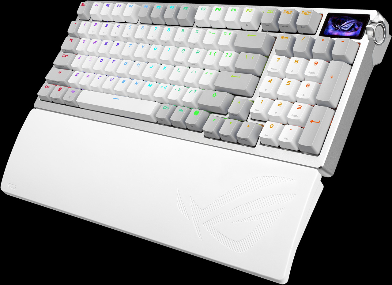 Open Box: ASUS ROG Azoth 96 HE Wireless Hall Effect Gaming Keyboard 96% Full-Size, Tri-Mode, Hot Swappable Magnetic Switch, Rapid Trigger, Speed Tap, 8K Hz Polling, Color OLED Screen, PBT Keycaps, White - Newegg.com - Open Box condition - Image 27