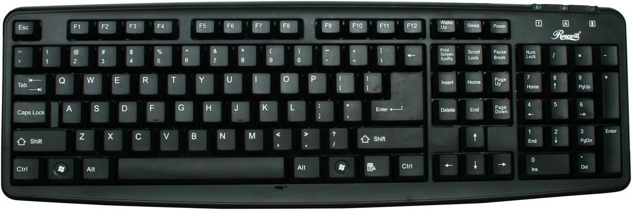 Alt view image 2 of 4 - Rosewill RK-201 - Standard Keyboard - Black, 107 Normal Keys, PS/2 Wired