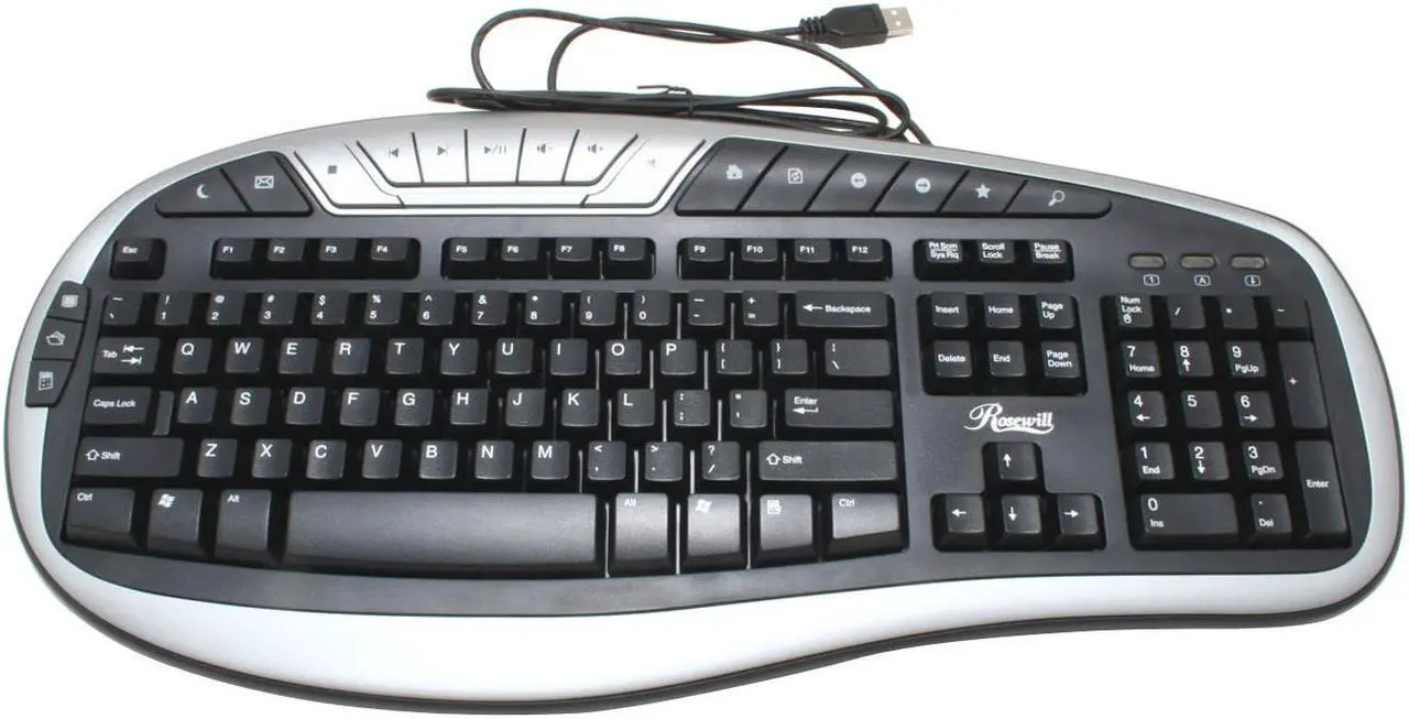 Alt view image 2 of 5 - Rosewill RK-680 Silver/Black 104 Normal Keys 18 Function Keys USB Wired Standard Keyboard