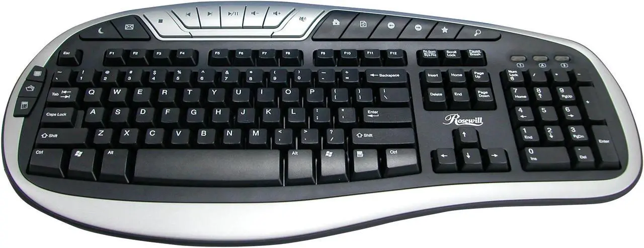 Main image of Rosewill RK-680 Silver/Black 104 Normal Keys 18 Function Keys USB Wired Standard Keyboard