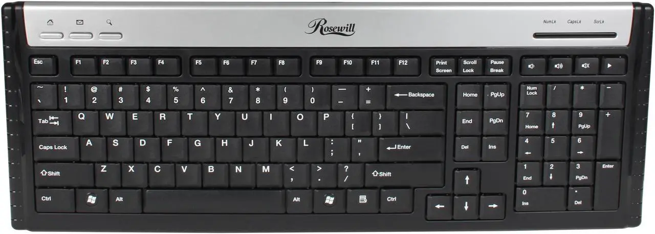 Alt view image 2 of 4 - Rosewill RK-7310 Black 105 Normal Keys 7 Function Keys USB Wired Super Slim Multimedia Keyboard