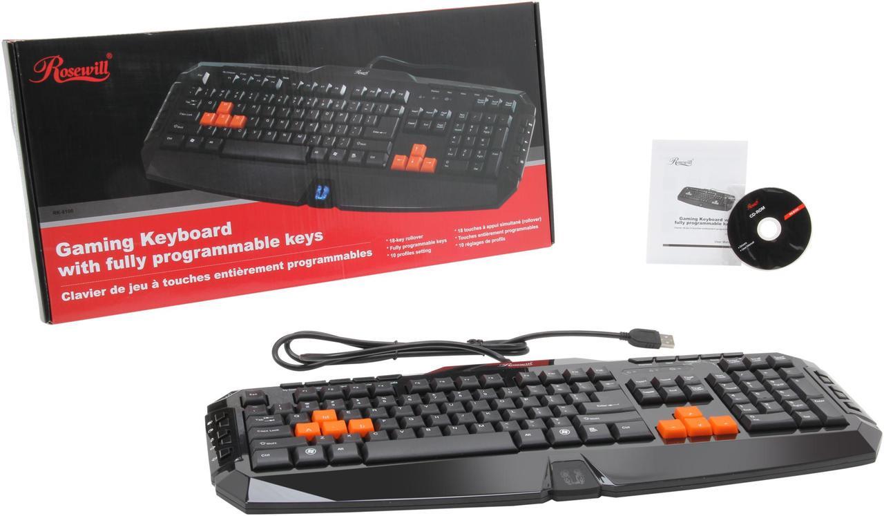 Alt view image 4 of 4 - Rosewill Gaming Keyboard RK-8100, Anti-Ghosting feature, Fully programmable keys, 10 profiles setting