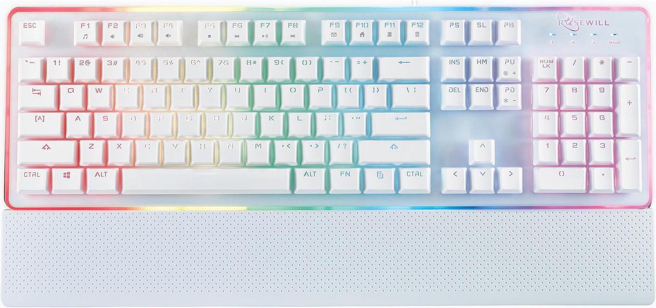 Main image of Rosewill NEON K51W Wired Mechanical Gaming Keyboard, Hybrid Membrane Mechanical Switches, 8 RGB LED Backlight Effects, 19-Key Anti-Ghosting, Ergonomic, White