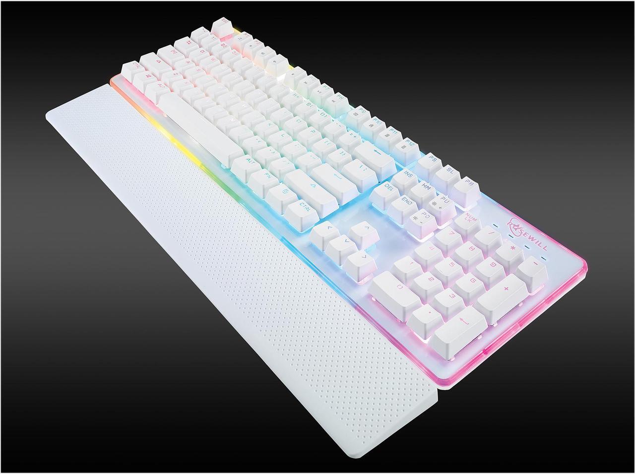 Alt view image 3 of 7 - Rosewill NEON K51W Wired Mechanical Gaming Keyboard, Hybrid Membrane Mechanical Switches, 8 RGB LED Backlight Effects, 19-Key Anti-Ghosting, Ergonomic, White