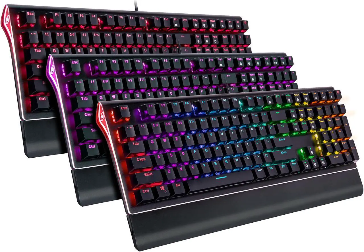 Alt view image 5 of 14 - Rosewill NEON K85 RGB Wired Mechanical Gaming Keyboard, Kailh Blue Switches, 10 RGB LED Backlight Effects with Additional Luminescence, 104 Keys, NKRO, Anti-Ghosting, Multimedia Control Keys