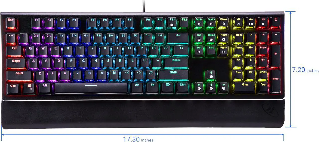Alt view image 9 of 14 - Rosewill NEON K85 RGB Wired Mechanical Gaming Keyboard, Kailh Blue Switches, 10 RGB LED Backlight Effects with Additional Luminescence, 104 Keys, NKRO, Anti-Ghosting, Multimedia Control Keys