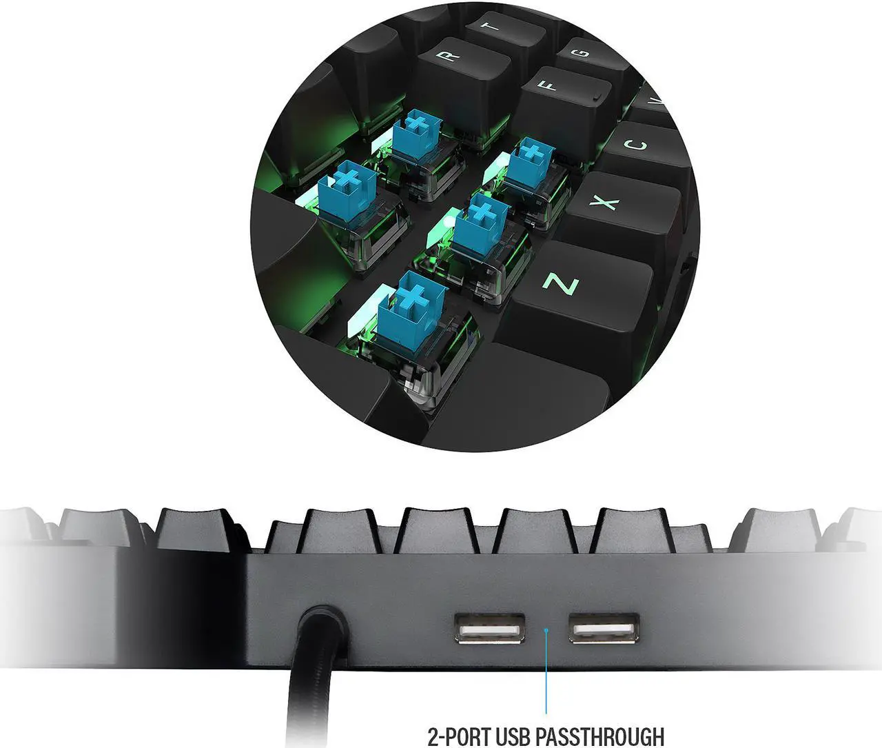 Alt view image 9 of 10 - Rosewill NEON K90 RGB Mechanical Gaming Keyboard, Kailh Blue Switches, 15 RGB LED Backlight Effects, NKRO, Anti-Ghosting, Multimedia Control Keys, Macro Hotkeys, USB Passthrough