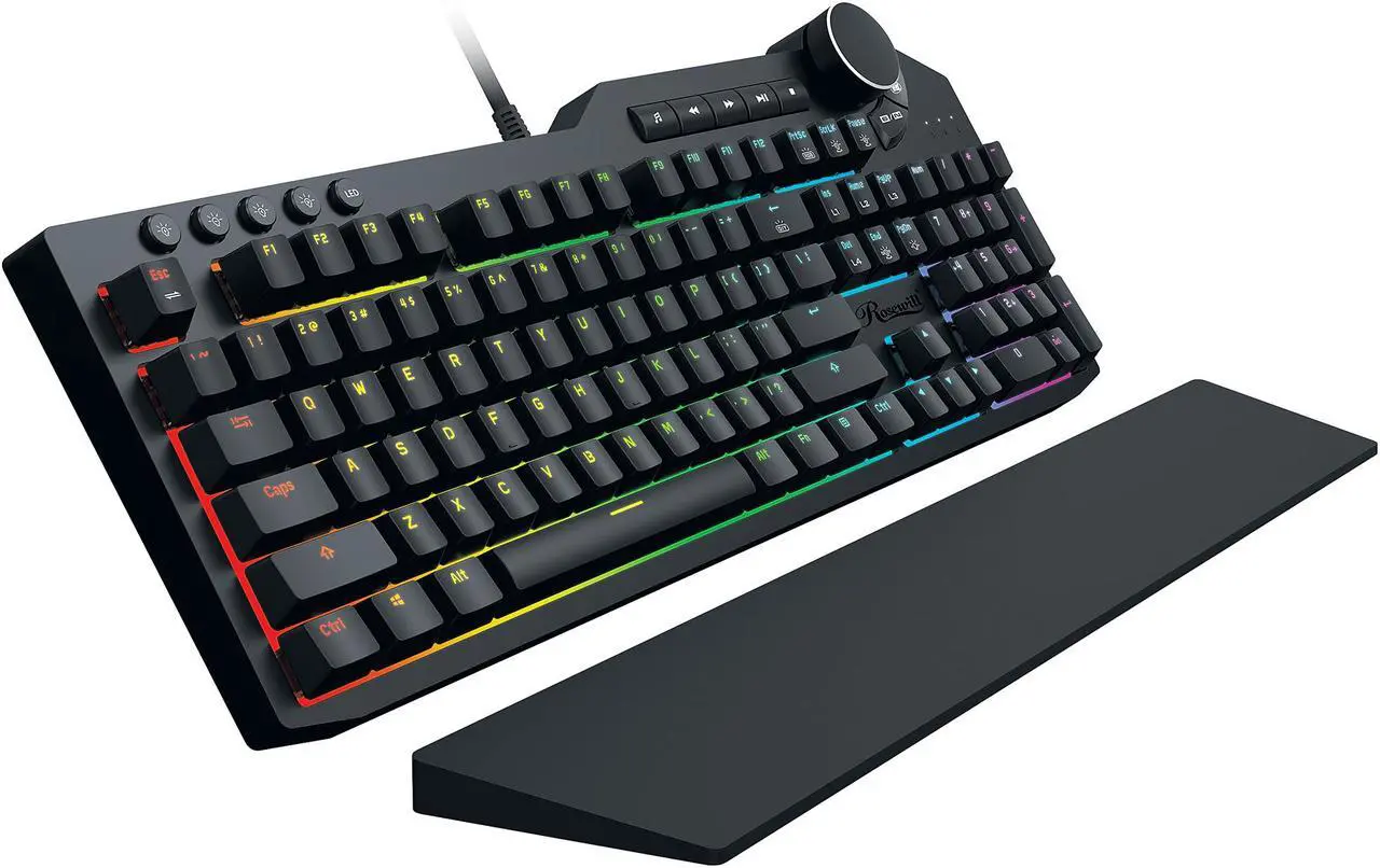 Alt view image 3 of 10 - Rosewill NEON K90 RGB Mechanical Gaming Keyboard, Kailh Blue Switches, 15 RGB LED Backlight Effects, NKRO, Anti-Ghosting, Multimedia Control Keys, Macro Hotkeys, USB Passthrough