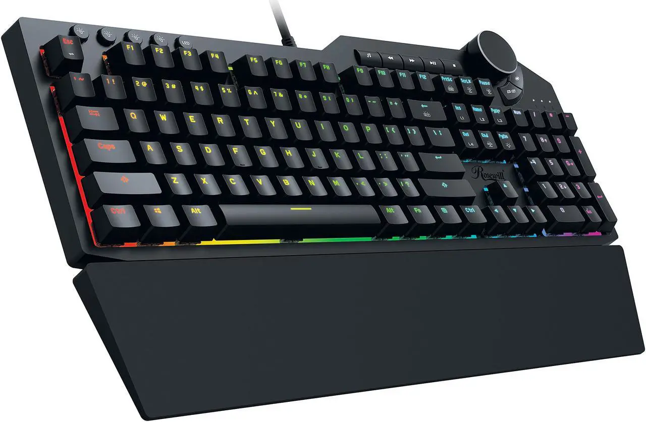 Alt view image 4 of 10 - Rosewill NEON K90 RGB Mechanical Gaming Keyboard, Kailh Blue Switches, 15 RGB LED Backlight Effects, NKRO, Anti-Ghosting, Multimedia Control Keys, Macro Hotkeys, USB Passthrough