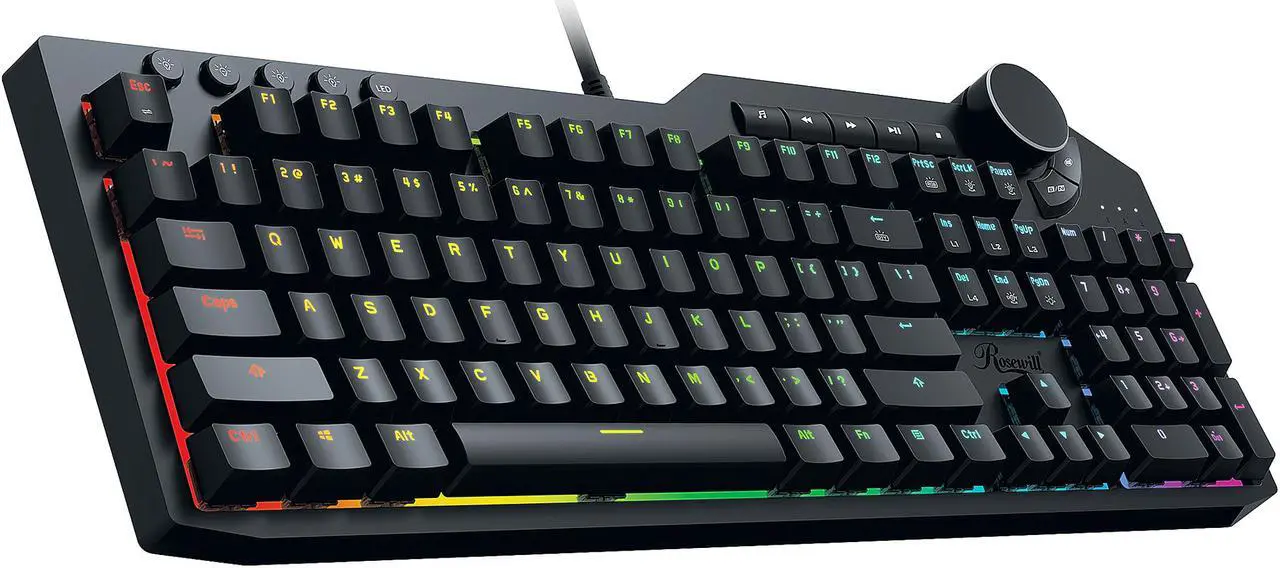 Alt view image 5 of 10 - Rosewill NEON K90 RGB Mechanical Gaming Keyboard, Kailh Blue Switches, 15 RGB LED Backlight Effects, NKRO, Anti-Ghosting, Multimedia Control Keys, Macro Hotkeys, USB Passthrough