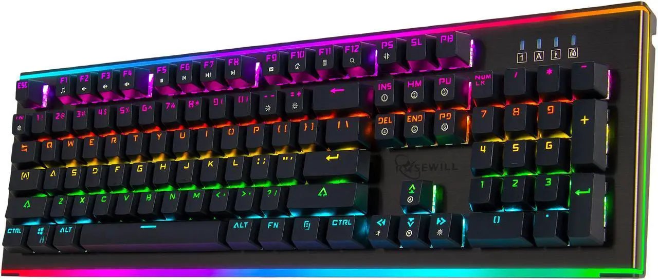 Alt view image 5 of 8 - Rosewill NEON K75 V2 Wired Mechanical Gaming Keyboard with Kailh Blue Switches, 19 RGB LED Backlight Effects, NKRO, Anti-Ghosting, Vivid Customizable Rim Backlights, 3-Way Cable Slot