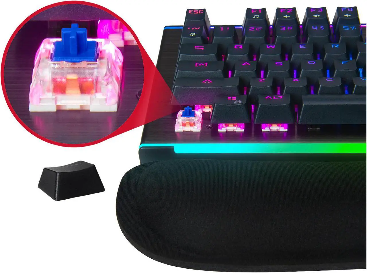 Alt view image 6 of 8 - Rosewill NEON K75 V2 Wired Mechanical Gaming Keyboard with Kailh Blue Switches, 19 RGB LED Backlight Effects, NKRO, Anti-Ghosting, Vivid Customizable Rim Backlights, 3-Way Cable Slot