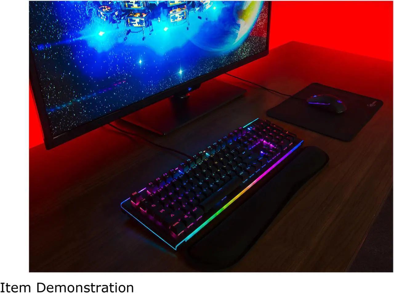 Alt view image 9 of 8 - Rosewill NEON K75 V2 Wired Mechanical Gaming Keyboard with Kailh Blue Switches, 19 RGB LED Backlight Effects, NKRO, Anti-Ghosting, Vivid Customizable Rim Backlights, 3-Way Cable Slot