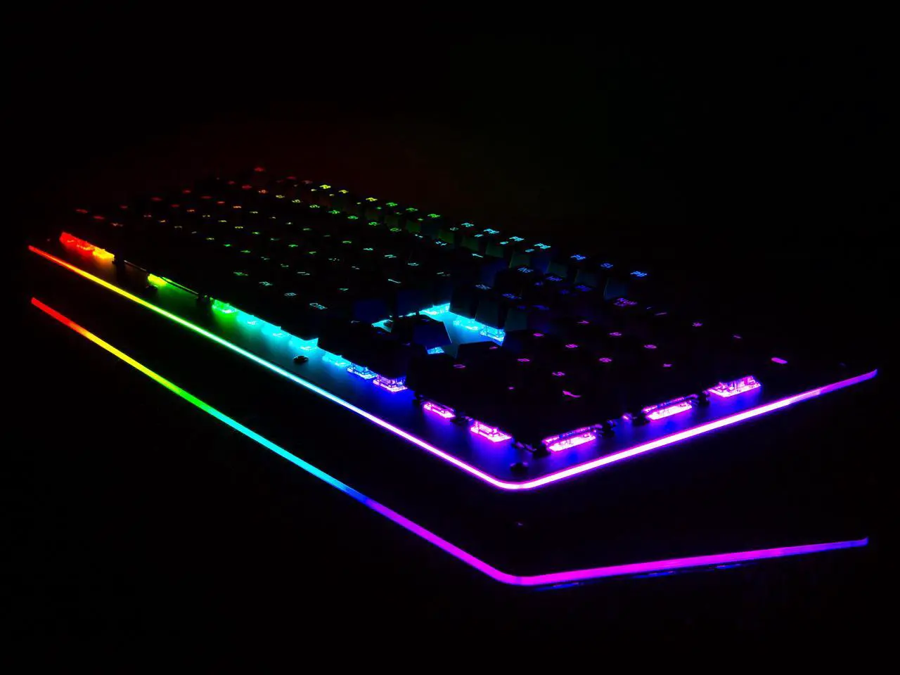 Alt view image 8 of 7 - Rosewill NEON K52 Wired Waterproof Gaming Keyboard, Mem-chanical Switches, 8 RGB LED Backlight Effects, 104 Keys, 19-Key Anti-Ghosting, 12 Multimedia Hotkeys, Spill-Proof Dust-Proof Aluminum Plate