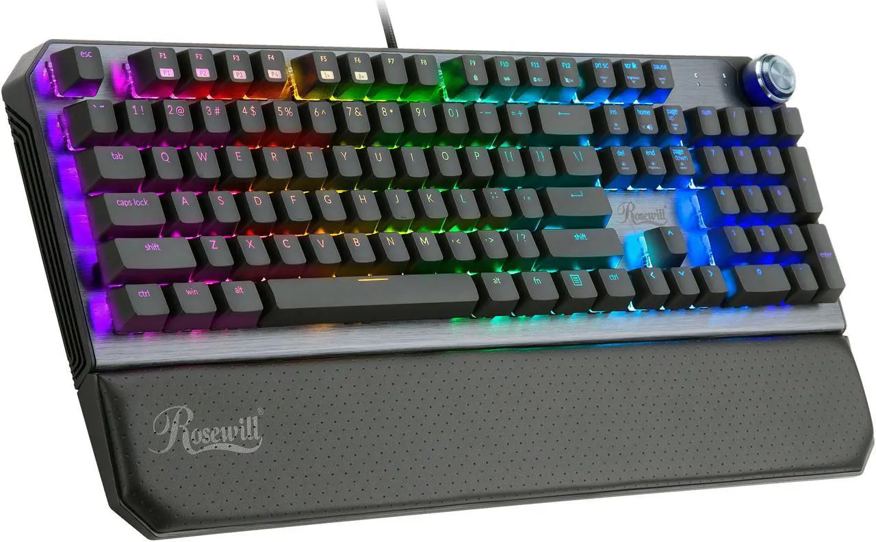Alt view image 3 of 12 - Rosewill NEON K91 RGB BR Wired Mechanical Gaming Keyboard, Kailh Brown Switches, Underglow and 17 Backlit Modes, NKRO, Anti-Ghosting, Multimedia Control Keys, PBT Keycaps, Macro Keys