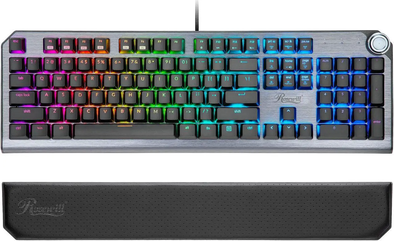 Alt view image 4 of 12 - Rosewill NEON K91 RGB BR Wired Mechanical Gaming Keyboard, Kailh Brown Switches, Underglow and 17 Backlit Modes, NKRO, Anti-Ghosting, Multimedia Control Keys, PBT Keycaps, Macro Keys