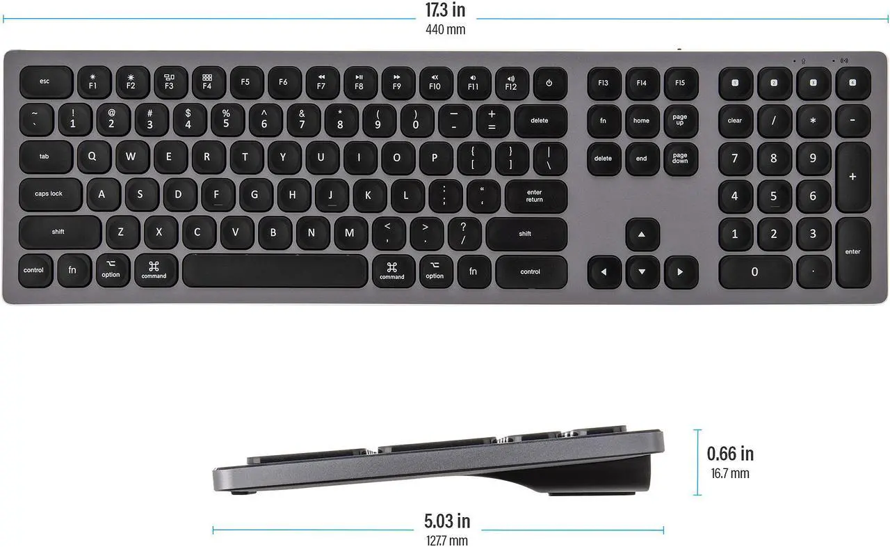 Alt view image 4 of 5 - Rosewill K10 Bluetooth Wireless Keyboard 4-Device Sync Compatible with Mac Computers, Windows, Android, iOS Tablets and Smartphones (Space Gray)