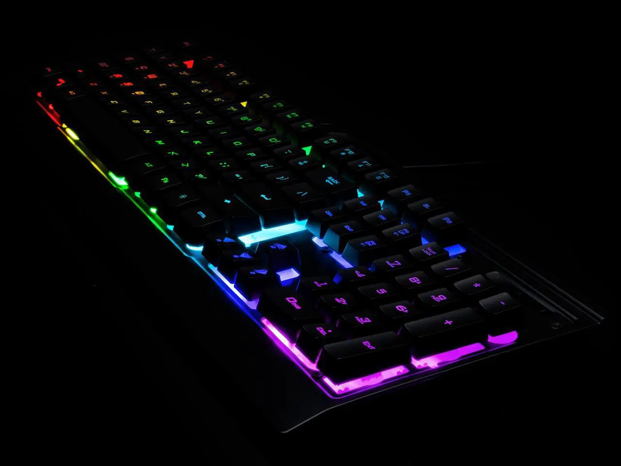 Alt view image 8 of 8 - Rosewill NEON K54 Wired Membrane Gaming Keyboard, 9 RGB LED Backlight Effects, 104 Keys, 19-Key Anti-Ghosting, WASD and Arrow Keys Exchange, 8 Multimedia Hotkeys, Slim Profile Floating Keycaps