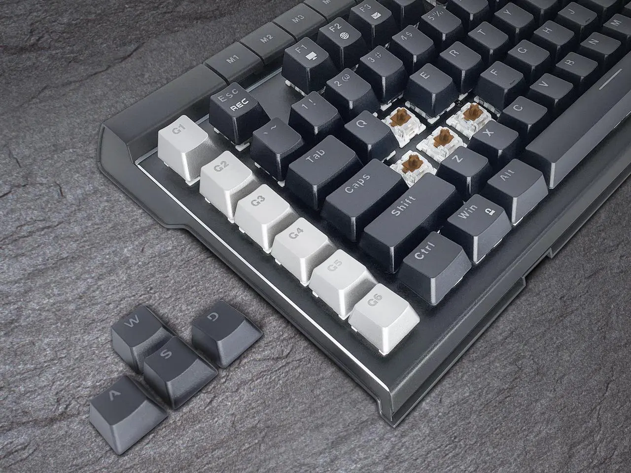Alt view image 3 of 7 - Rosewill Blitz K50 RGB BR Wired Gaming Tactile Mechanical Keyboard, Outemu Brown Switches, 14 RGB LED Backlight Effects, NKRO, Anti-Ghosting, 6  Macro Keys, Dedicated Media Controls, USB Passthrough