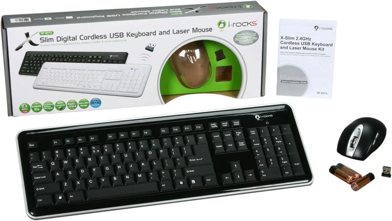 Alt view image 7 of 7 - i-rocks RF-6577L-BK Black USB RF Wireless Slim Keyboard