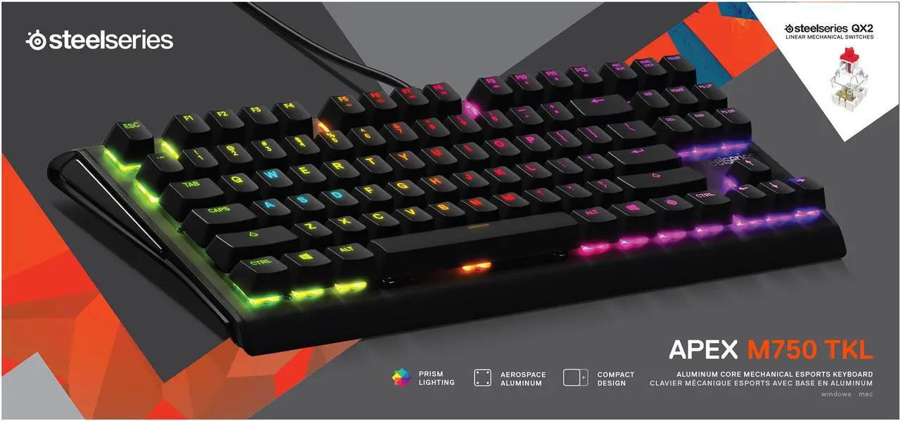 Alt view image 4 of 4 - SteelSeries Apex M750 TKL 10-keyless RGB Gaming Keyboard with QX2 Mechanical Switches