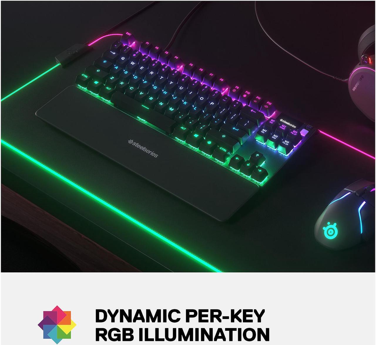 Alt view image 5 of 9 - SteelSeries Apex 7 TKL Compact Mechanical Gaming Keyboard - OLED Smart Display - USB Passthrough and Media Controls - Linear and Quiet - RGB Backlit