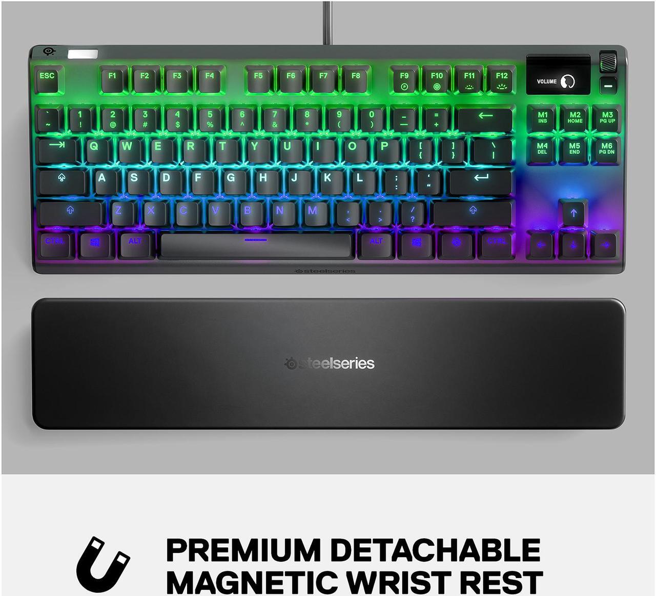 Alt view image 7 of 9 - SteelSeries Apex 7 TKL Compact Mechanical Gaming Keyboard - OLED Smart Display - USB Passthrough and Media Controls - Linear and Quiet - RGB Backlit