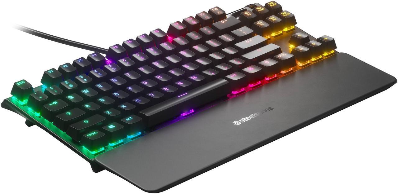 Alt view image 2 of 9 - SteelSeries Apex 7 TKL Compact Mechanical Gaming Keyboard - OLED Smart Display - USB Passthrough and Media Controls - Linear and Quiet - RGB Backlit