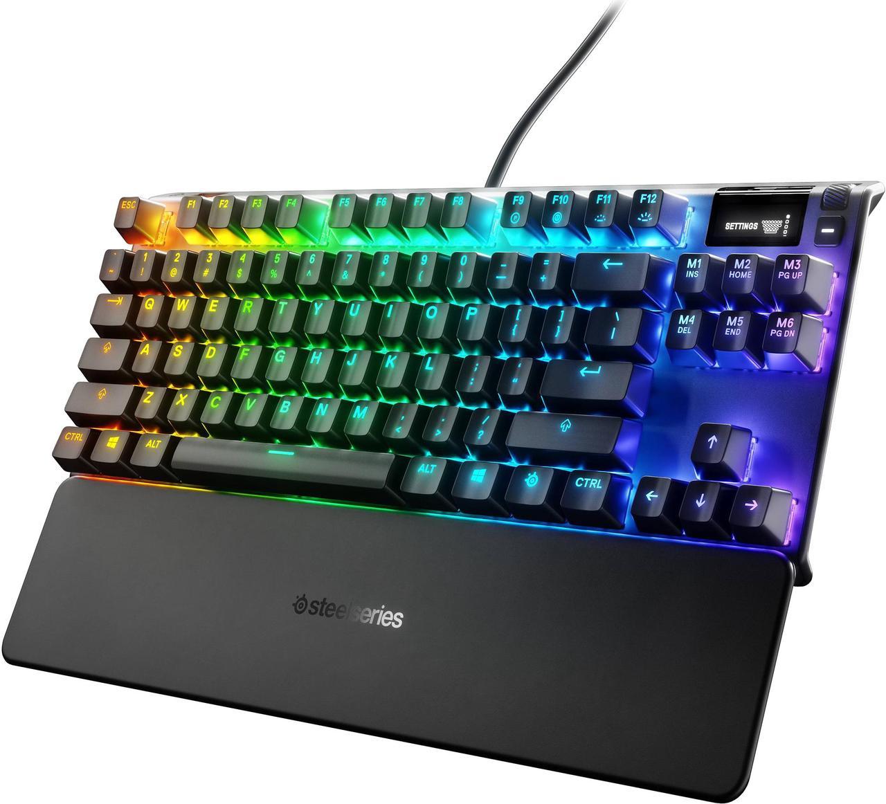 SteelSeries Apex 7 TKL Compact Mechanical Gaming Keyboard - OLED Smart Display - USB Passthrough and Media Controls - Tactile and Quiet - RGB Backlit