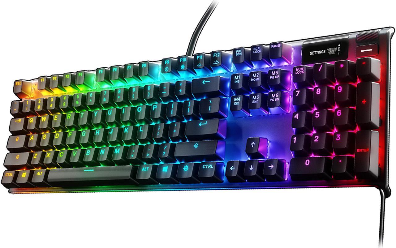 SteelSeries Apex 7 Mechanical Gaming Keyboard - OLED Smart Display - USB Passthrough and Media Controls - Tactile and Clicky - RGB Backlit