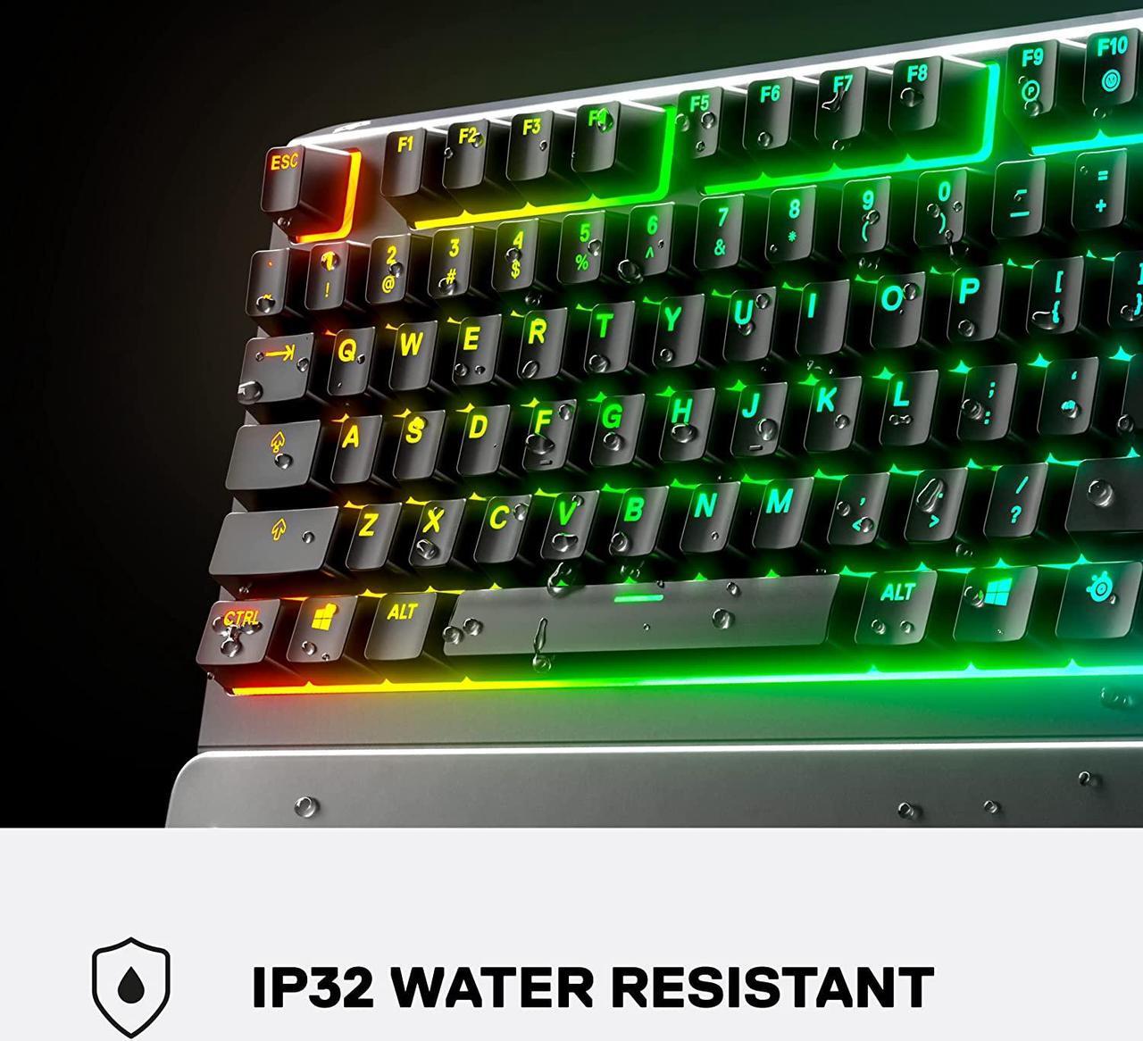Alt view image 4 of 7 - SteelSeries Apex 3 TKL RGB Gaming Keyboard – Tenkeyless Compact Form Factor - 8-Zone RGB Illumination – IP32 Water & Dust Resistant – Whisper Quiet Gaming Switch – Gaming Grade Anti-Ghosting